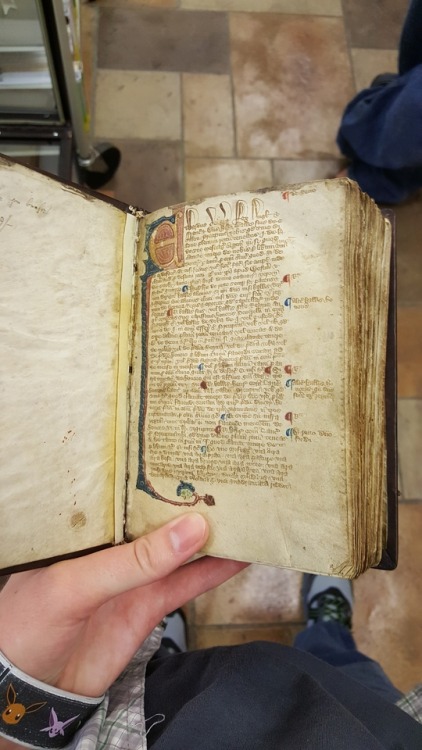 Here are some very belated pictures from this summer. The book is a 1350 Latin edition of the Magna 