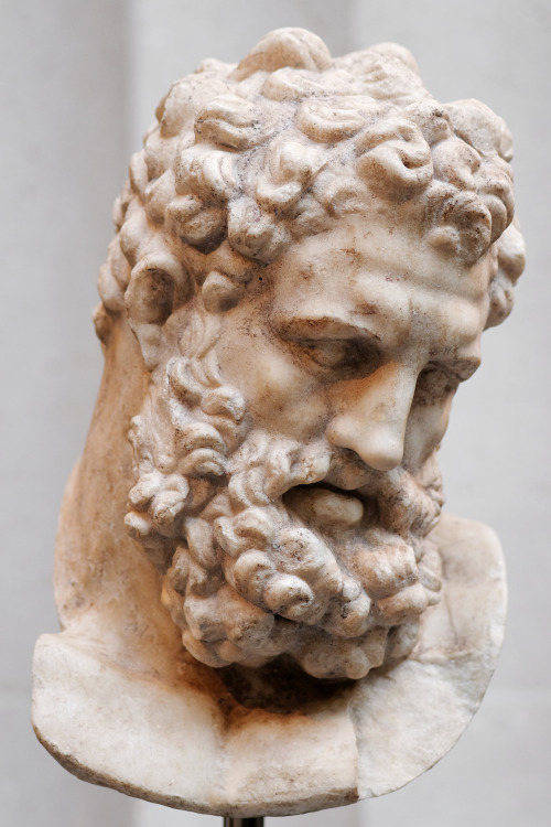 The head of Heracles, of the Farnese type.  Unknown Roman artist, 1st cent. CE.  Now in the Metropol