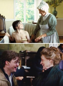 lunacalypso:  &ldquo;My relationship with Maggie Smith; well, she got me the job at Potter, practically. So for anyone who doesn’t know that story, I basically owe everything to Maggie Smith, because I worked with her on David Copperfield and then she