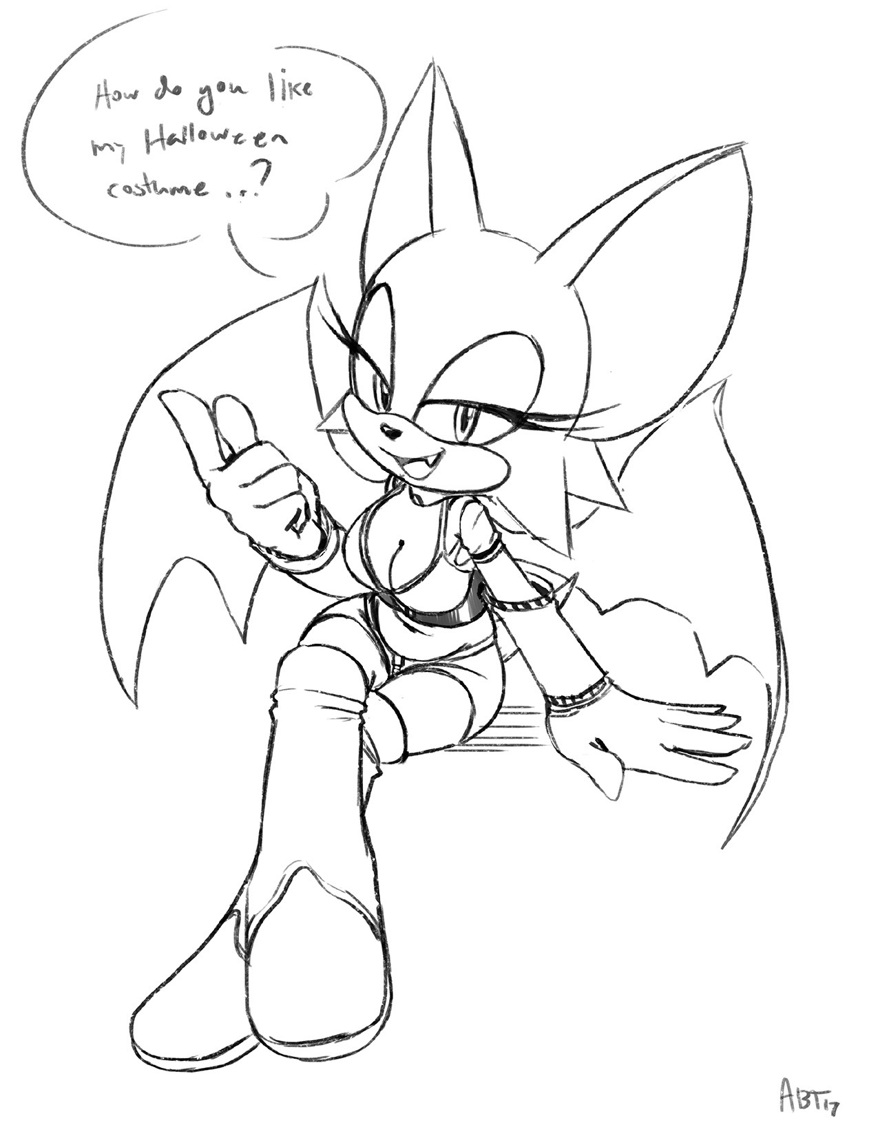 adambrycethomas: Someone asked me to draw Rouge in her ridiculous SA2 alternate outfit. 