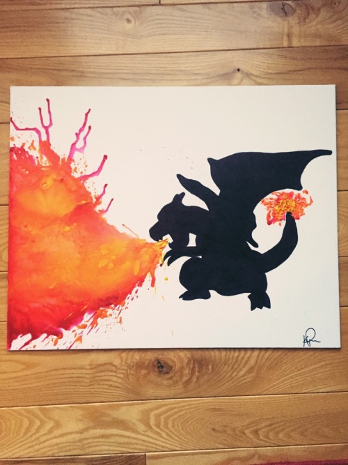 geek-in-a-boxx:My Charizard Melted Crayon ArtDeviant ArtEtsy Shop(If you guys are interested in this