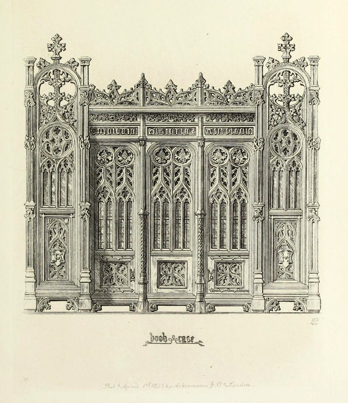 Design for a Gothic Revival Bookcase, England