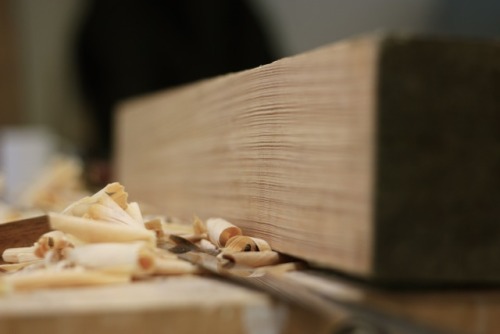 headandhaft: “Began the work on the legs for the big table today. The pitch pine was significa