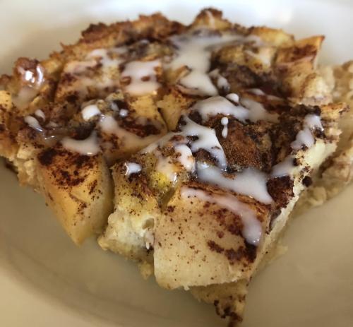 swankydesserts: Made some cinnamon apple bread pudding with leftover homemade baguettes!