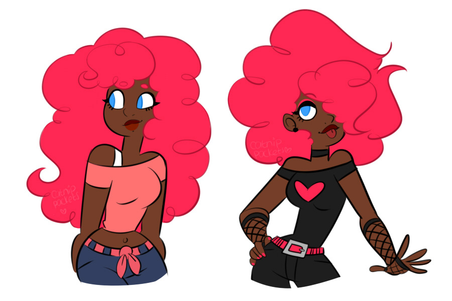 catnippackets:I wanted to give her a one-eye-covered-by-bangs hairstyle and then