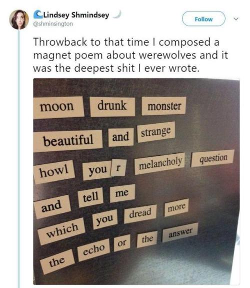 theshitpostcalligrapher: whitepeopletwitter: This world needs more werewolf poetry oh this has been 