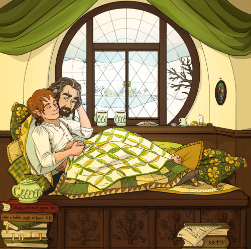 ahiddenkitty: I have been prompted to draw bagginshield snuggled in blankets on a cold day in the Sh