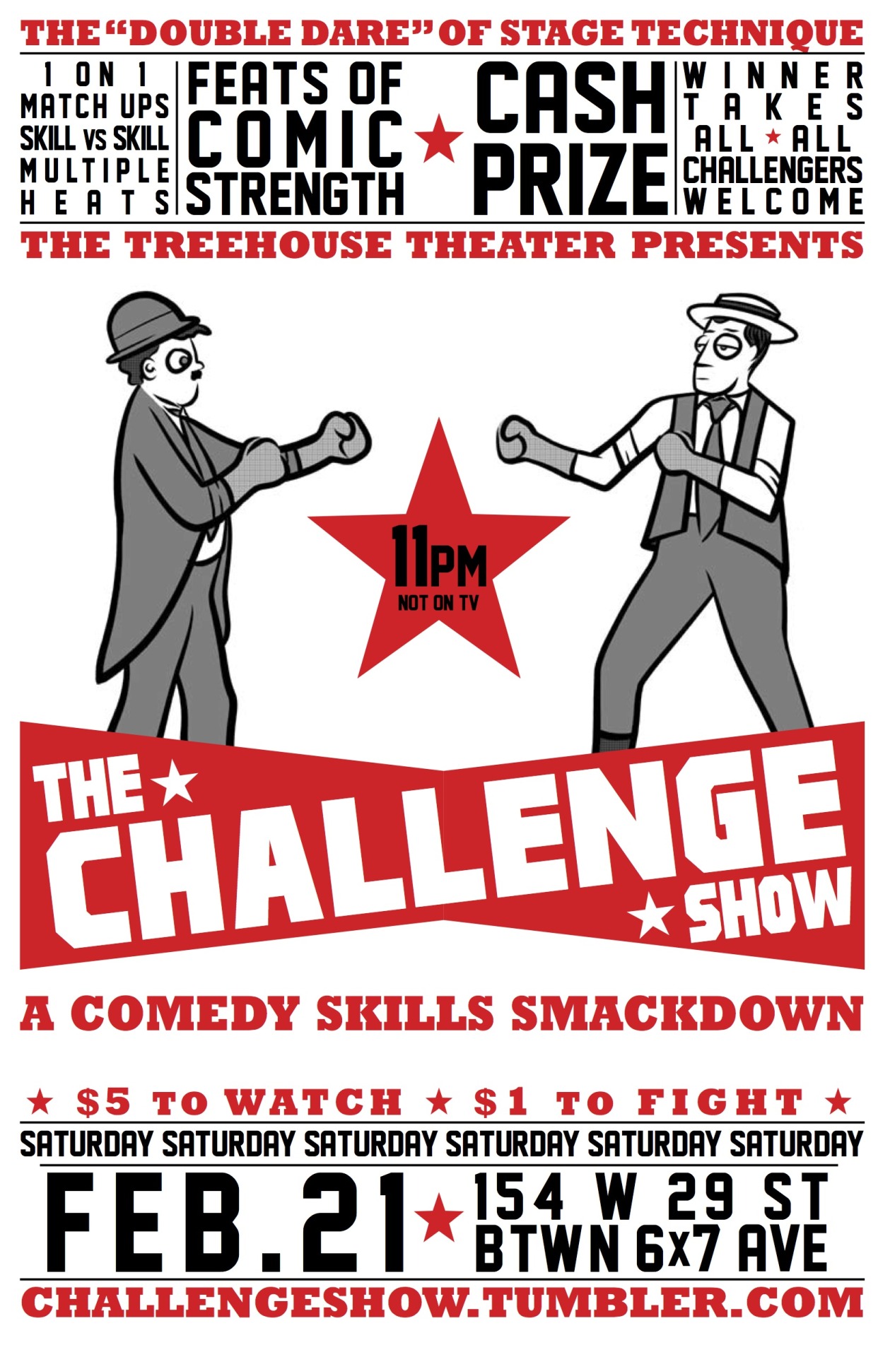 challengeshow:
“ FEBRUARY SHOW WILL BE A CHARACTER OFF!
Bring your best, worst, silly and perfect Characters & Impressions.
COME WIN MONEYYYYY!!!!!
”