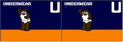 From the 1982 Apple II edutainment game Stickybear ABC (I think the Commodore 64 version displays this too) - You have to press &ldquo;u&rdquo; a second time and Stickybear&rsquo;s in his undies. I haven&rsquo;t found a newer version of this game with
