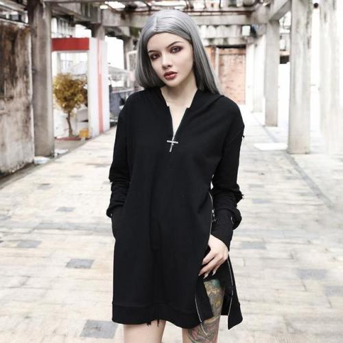 Alternative Gothic Split Black Hooded Dress starts at $42.90 ✨☀️✨Lovely, isn&rsquo;t it?