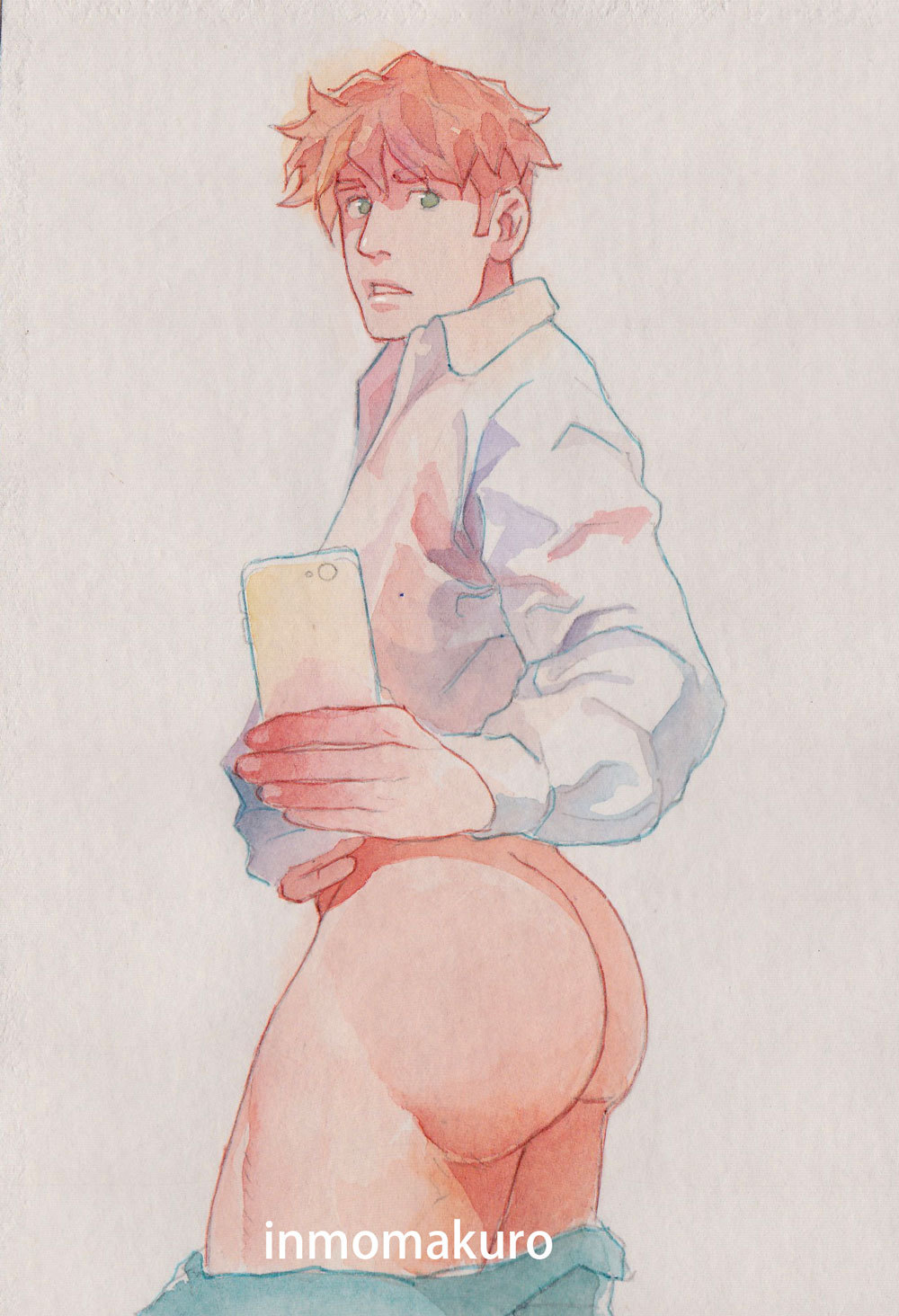 inmomakuro:  Queue 6   Selfie  watercolor practice