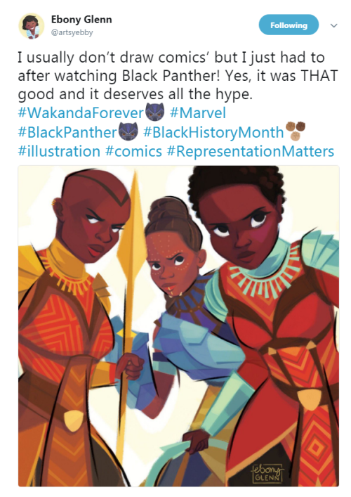 “I usually don’t draw comics but I just had to after watching Black Panther! Yes, it was