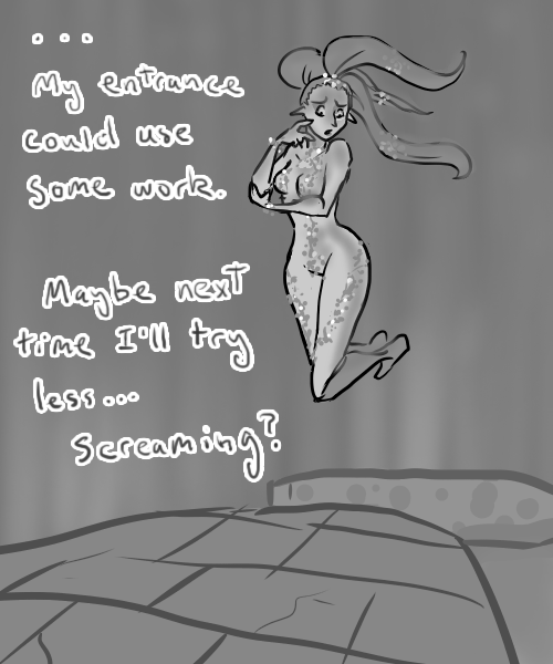 gonnadestroysomething:  My best friend mentioned still being really freaked out by the Great Fairy fountain scene that scared them as a kid; So I made this in the hopes that the Great Fairy would seem a little less scary. 