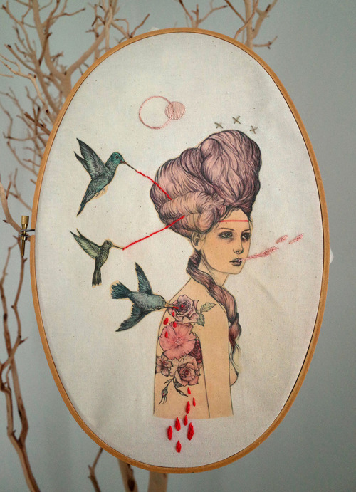 marie adrienne, embroidery with a transfer on muslin, for sale