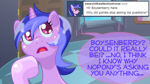 Sea Swirl: “Still, I get questions from ponies that I’m certain are imaginary all the time, so I gue