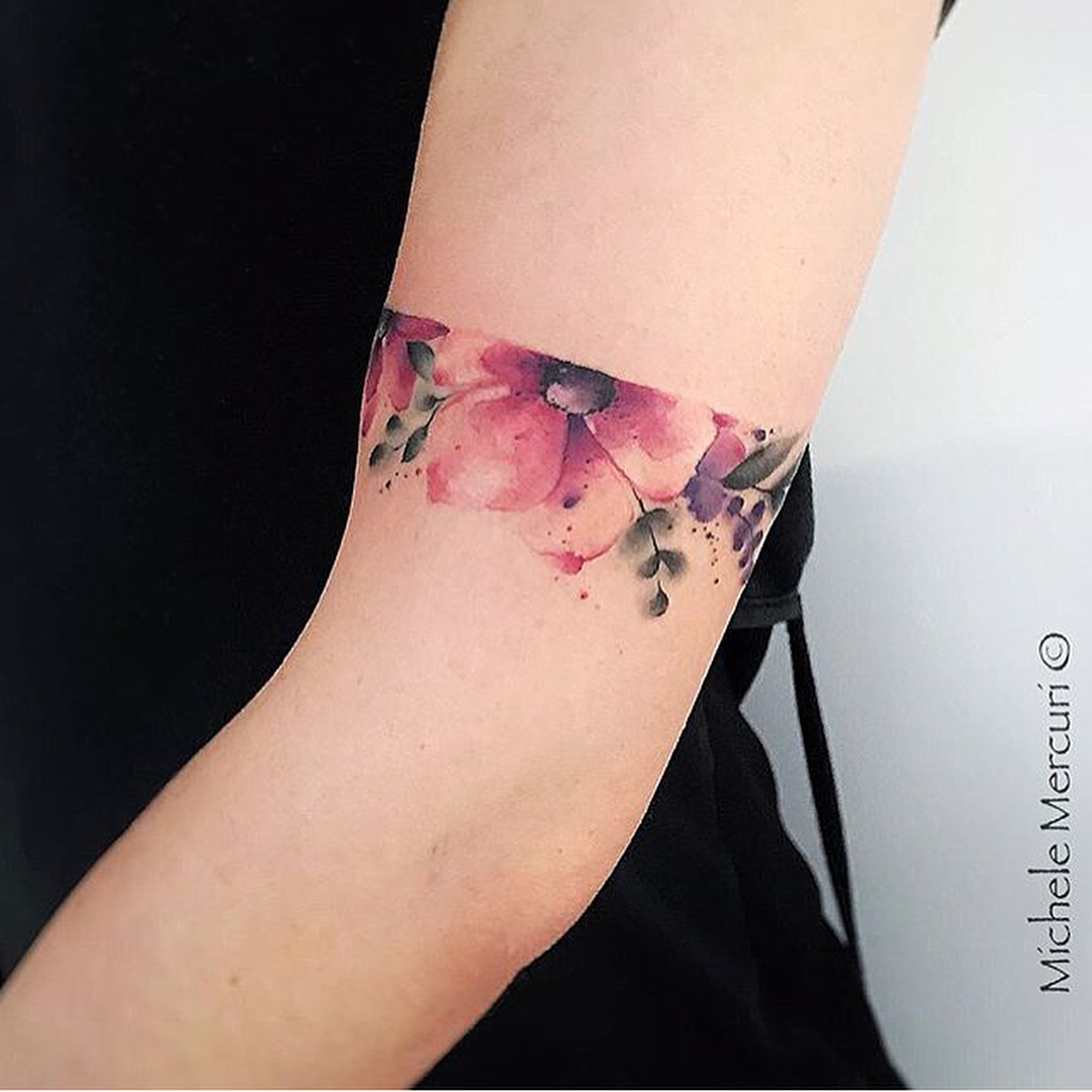 Flowers And Armband Tattoo  Tattoo Designs for Women