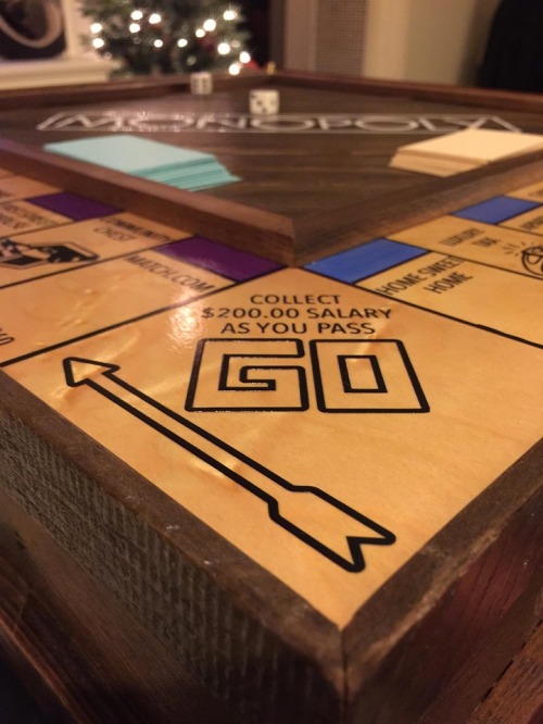 giraffepoliceforce:mymodernmet:Man Builds Custom-Made Monopoly Board to Propose to His GirlfriendTha