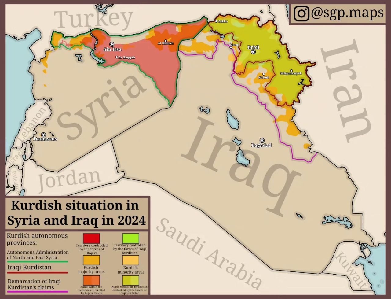 Kurdish situation in Syria and Iraq in 2024. by... - Maps on the Web