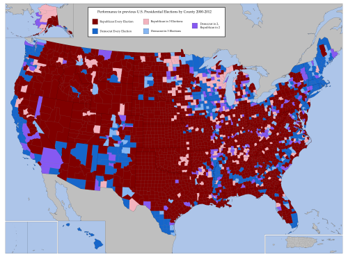 mapsontheweb:U.S. Presidential Elections by County, 2000-2012.