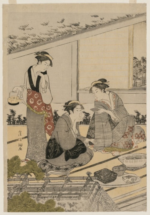 cma-japanese-art: Women in a Tea House, Kubo Shunman, late 1780s, Cleveland Museum of Art: Japanese 