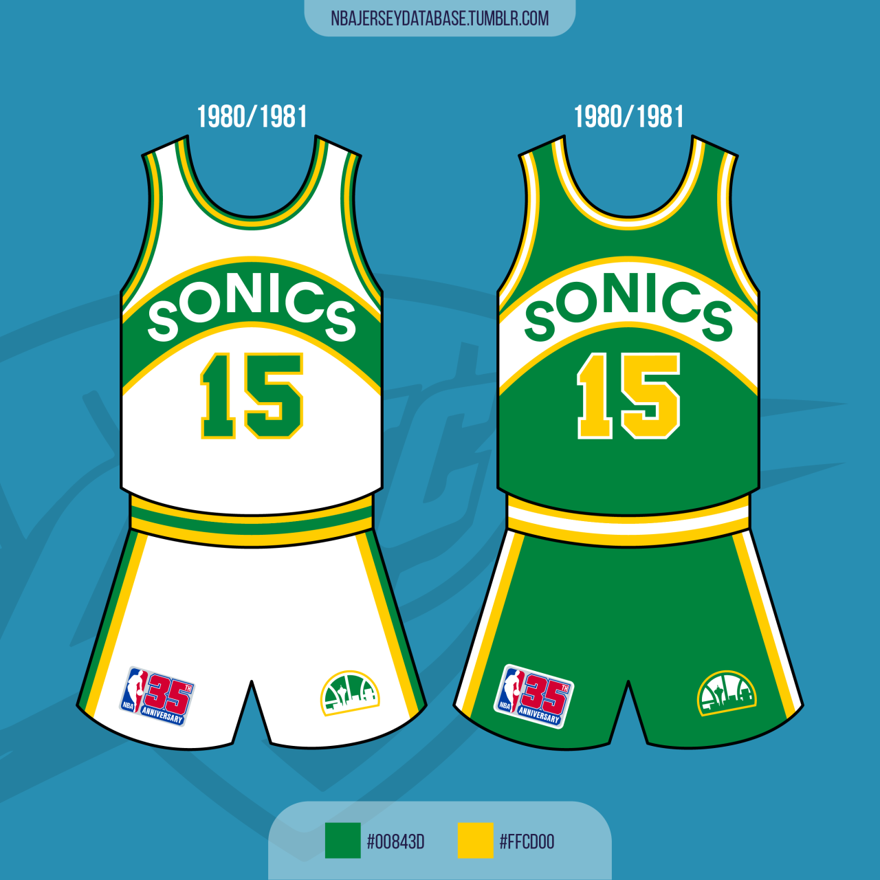 1995-2001 Seattle Supersonics uniforms by Chenglor55 on DeviantArt