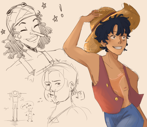 oceanspirare:CURLY HAIRED LUFFY. GO ABOUT YOUR DAY.