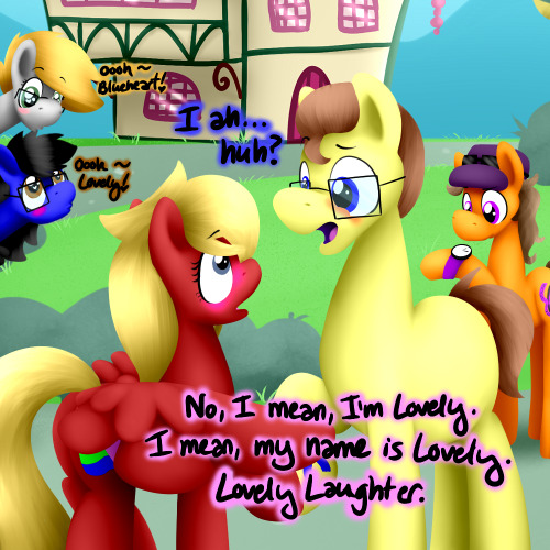 asklovelylaughter:   Featuring ryu362, ask-paradox-pony, and askshramper, all of whom are invited to dress up and get free candy with me, I guess. -sighs dreamily- Blueheart…  x3!