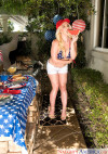 Hadley invited Mr. Crude to her 4th of July cookout. She stared at Mr. Crude as she