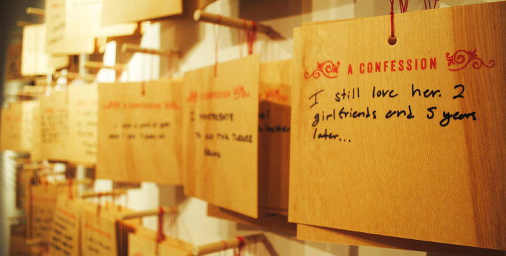  Confessions is a public art project that invites people to anonymously share their