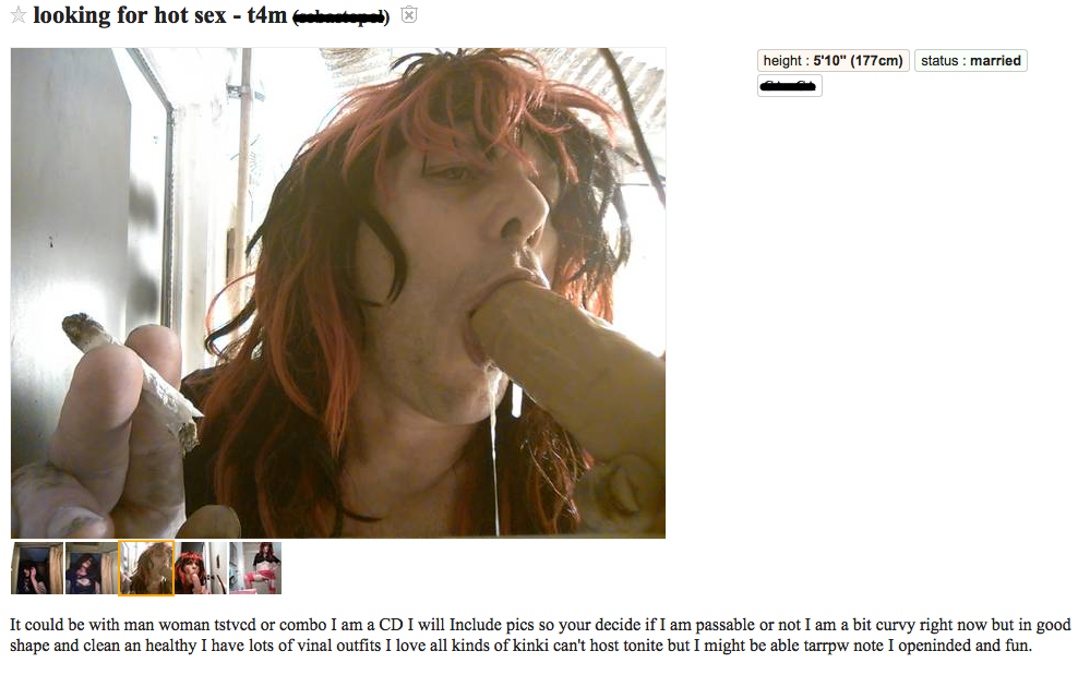 craigslistcasualencounters:   looking for hot sex - t4mheight :  5'10&quot; (177cm)
