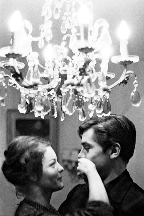 missavagardner:  Romy Schneider and Alain Delon at home, 1959.