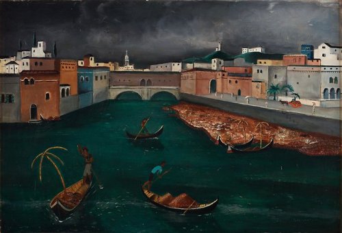 Eric Hallström (1893 - 1946) - View over Venice. Oil on panel.