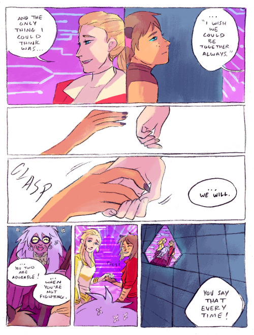 missbliss12:Visions of future Catra and Adora visit Razz. Mara finds peace.Another SheRa post-season