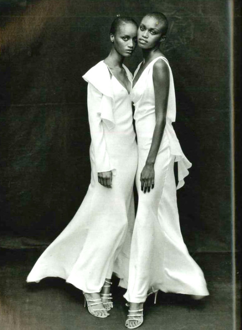 omahyramotafanclub:margareth lahoussaye-duvigny and lois samuels by peter lindbergh for vogue italia