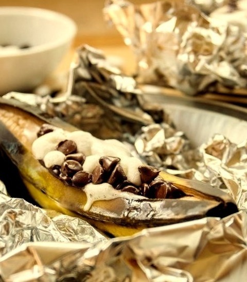 Campfire Banana Splits - Fruit DessertsExcellent For Backyard Camping Trips And Sleepovers. Marshmallows,