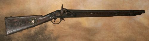 An Austrian Lorenz percussion musket which has been tack decorated and sawn down into a &ldquo;b