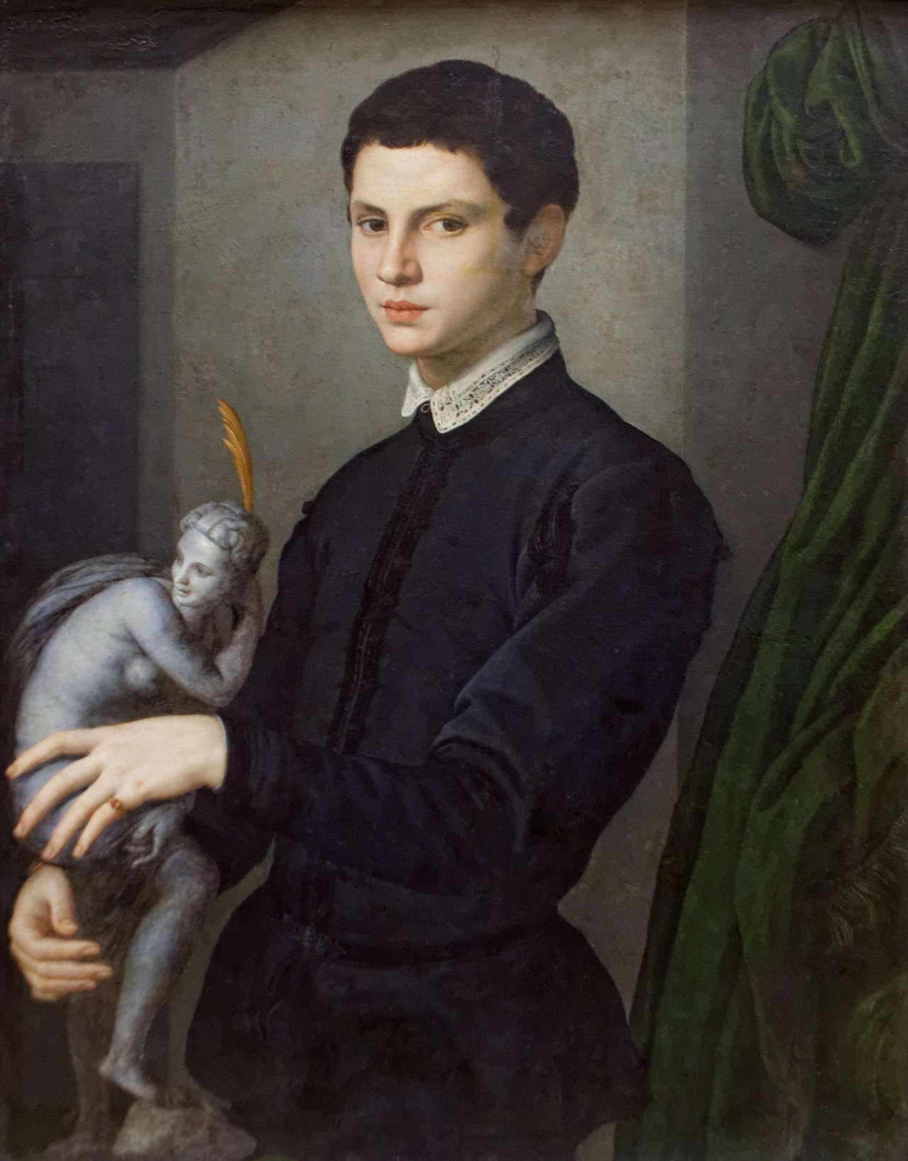 Bronzino (Italian, 1503 - 1572), Portrait of a Man holding a Statuette, between c.