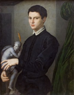 Bronzino (Italian, 1503 - 1572), Portrait Of A Man Holding A Statuette, Between C.
