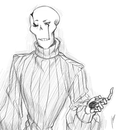 Fusion or smth, prolly just possession tho of my version of Gaster with my ver of Papyrus.W.D. Papyrusa bow to @borurou for the inspiration :”D (also u’ll see those doodles in a full vent art post but I needed him to have a separate post)