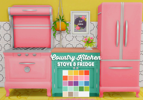 lina-cherie: [ts4] Country kitchen kit - stove & fridge recolor country charm fridge - 22 colors