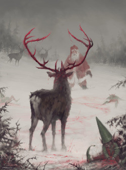 jakubsan: ‘Rudolph Uprising’ 🦌now you know why they call him “the red nosed”… :) cheers! work process:https://www.artstation.com/artwork/Q5vJ8instagram:https://www.instagram.com/mr_werewolf/ 