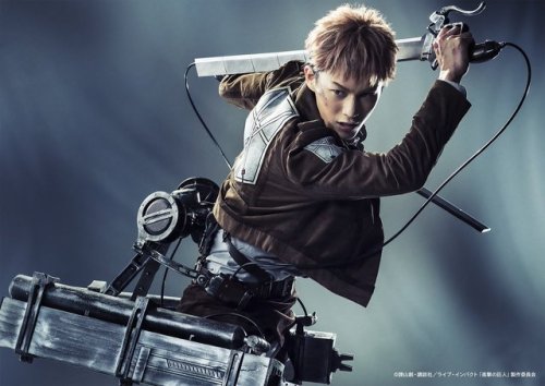fuku-shuu: Official promotional poster and character visuals for the upcoming “LIVE IMPACT” Shingeki no Kyojin stage play!   The roles are played by the following actors:  Eren Yeager: Miura Hiroki (三浦宏規)  Mikasa Ackerman: Tsukui Minami