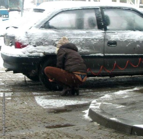 Thong Girl on Gas Station