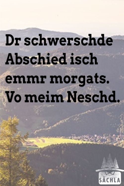 Dr schwerschde Abschied isch emmr morgats. Vo meim Neschd.https://saechla.de/