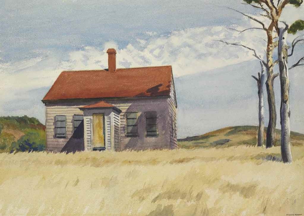 dappledwithshadow:  Edward HopperHouse with Dead Trees20 X 28 in (50.8 X 71.12 cm)Watercolor