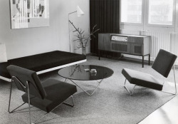 midcenturymodernfreak:  1957 Apartment Herbert Hirche in the House of Günther Gottwald | Interbau Berlin - 1953 Lounge Chair by Herbert Hirche for Lampert - 1957 Herbert Hirche HM 6-81 Music Cabinet - Via: 1 | 2 | 3