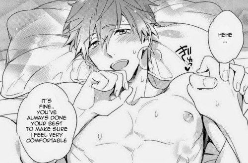 yaoi-manga-reader-all-the-way:  manga-yaoi-all-the-way:  Omyglob. >////< this is an Ore x Makoto so the senpai in unknown. The top sure knows how to treat Mako baby like a princess. Hereee Yup still in my folders. xD *why you reblog my posts?!*