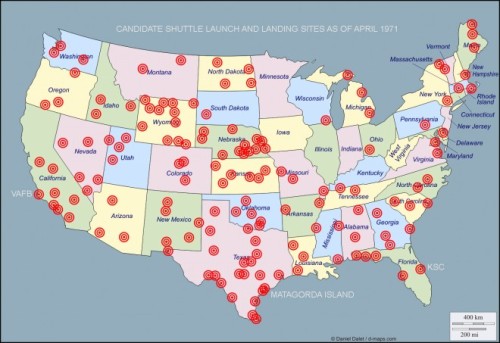 mapsontheweb:Map of Proposed Space Shuttle Launch and Landing SitesWhere to Launch and Land the Spac