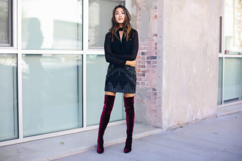 Amy Zhang in Zara boots