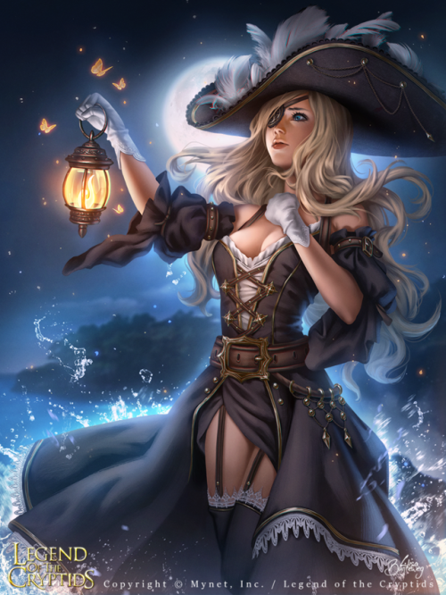 Pirate Princess Ashlyan, waiting for one of her ships that has not returned yet. Done for Mynet! : )